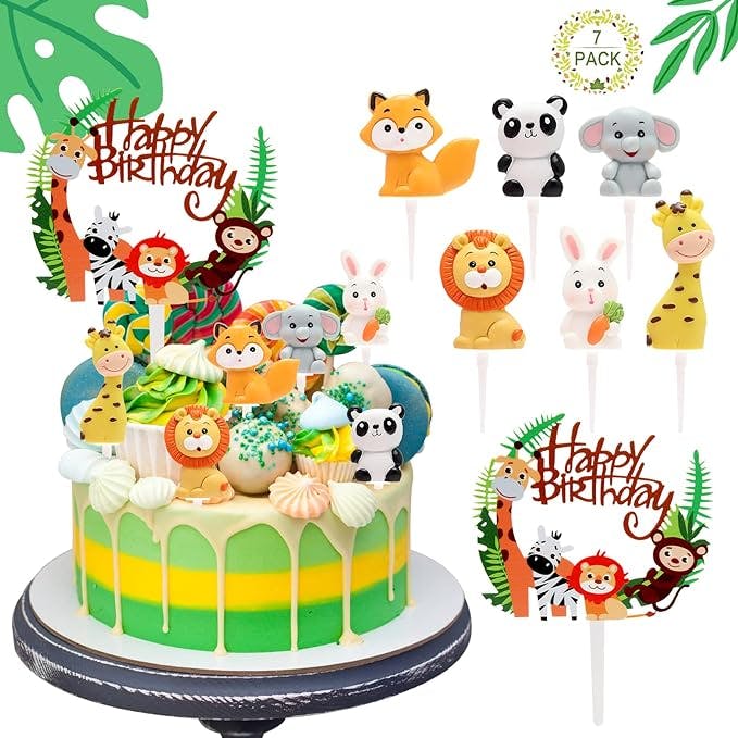 Topper de decoración animales para tarta de cumpleaños