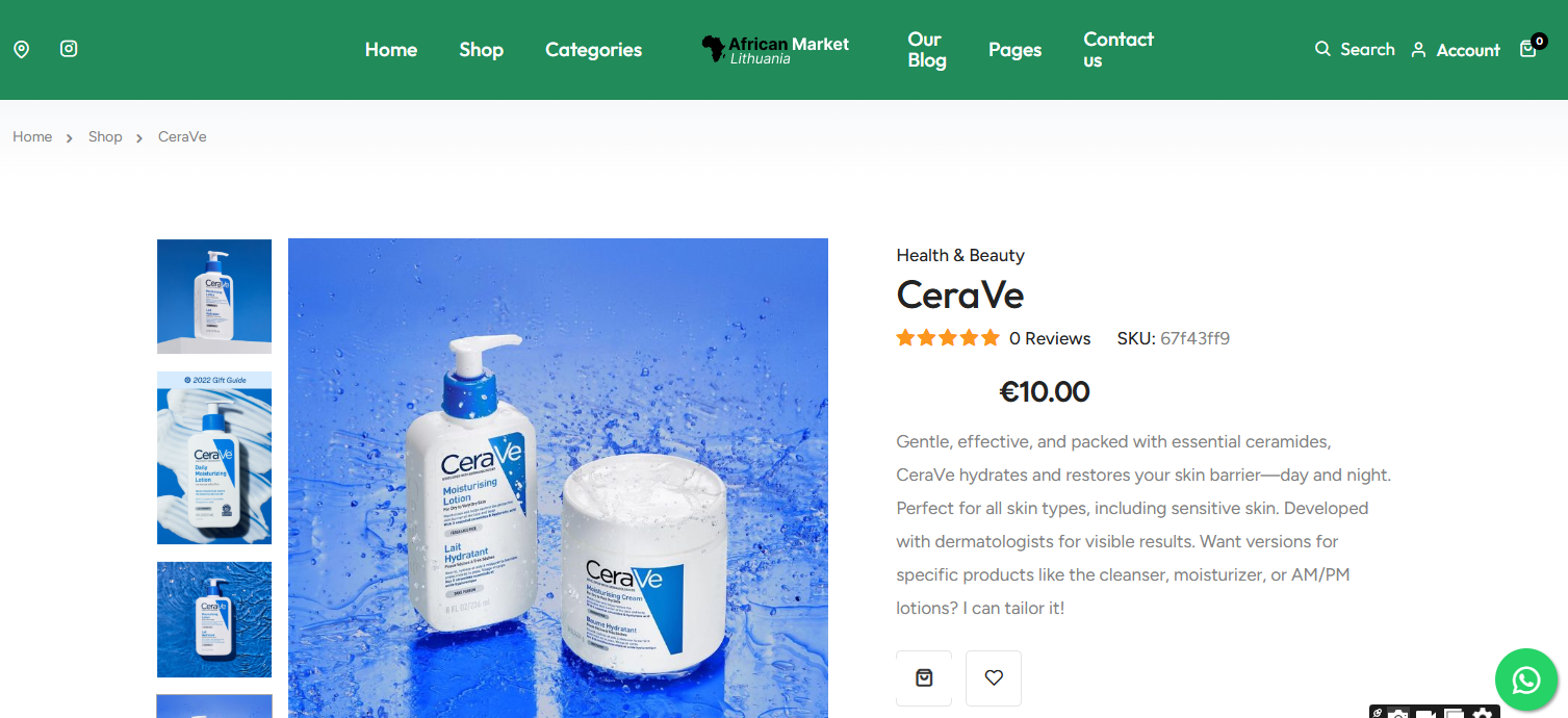 A screenshot where users can view single product