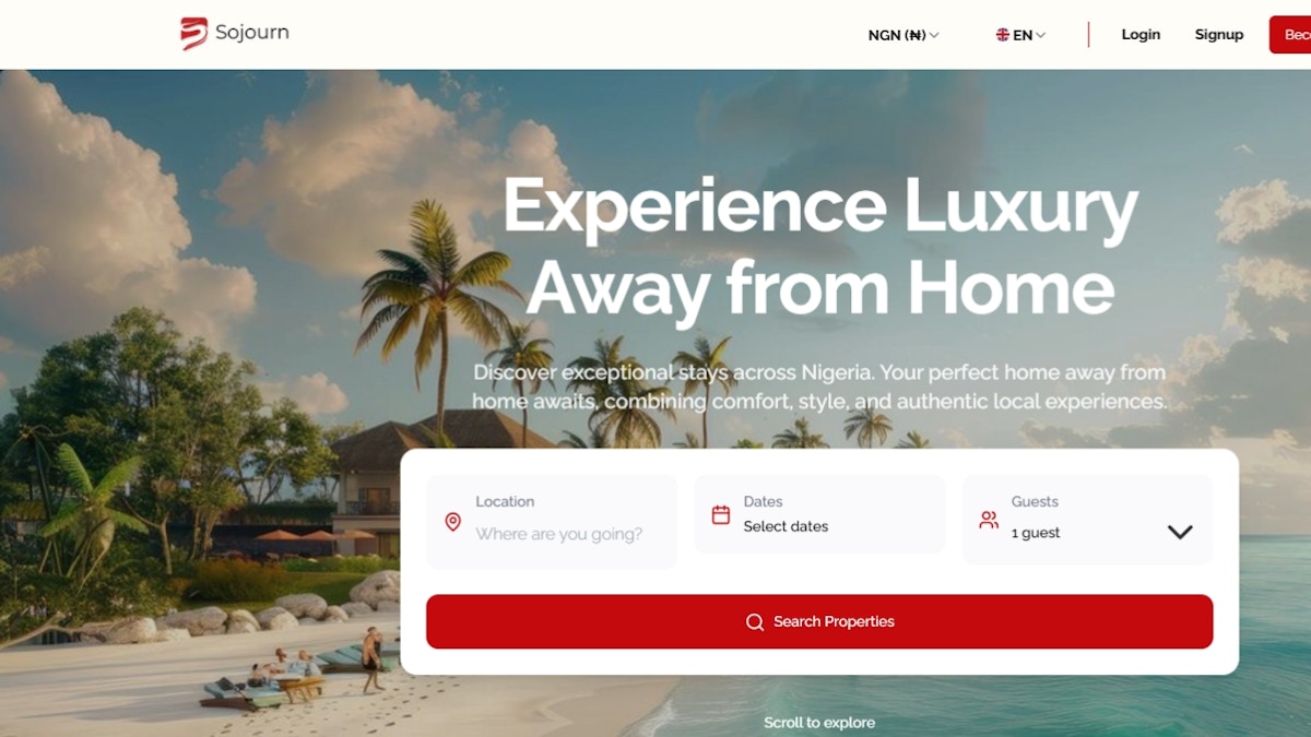 An Image of my website called Sojourn. An apartment booking app.