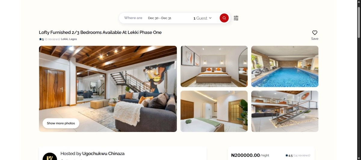 This image depicts the single apartment page.