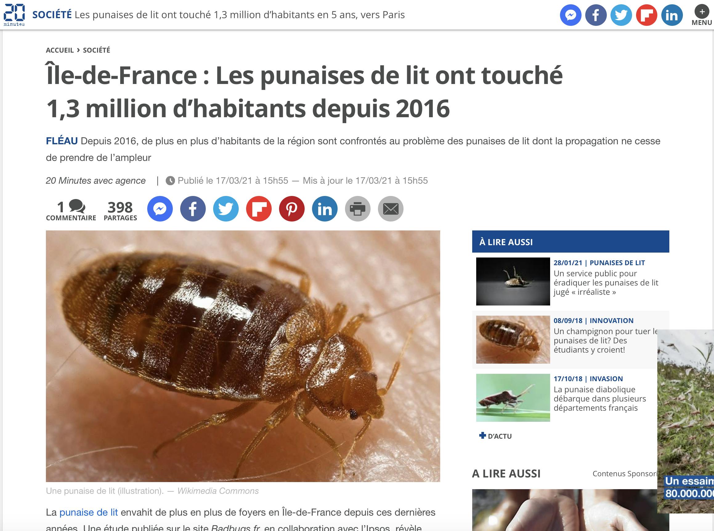 Piqure acarien ou punaise de lit Badbugs.fr