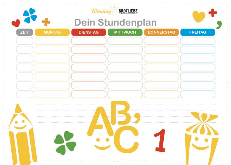 Stundenplan – JETZT zum Download in A4 und A5