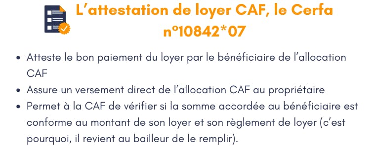 L'attestation de loyer CAF, le Cerfa n°10842*07
