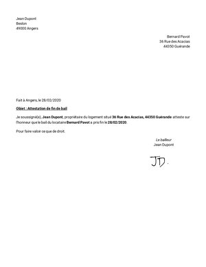 Attestation De Fin De Bail Modele Gratuit Conforme Mai 2022