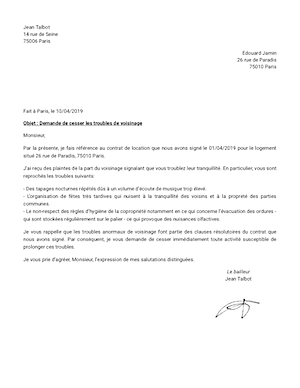 Trouble du Voisinage Locataire  Procédure + Modèle de Lettre ️