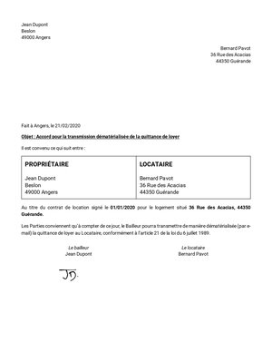 Quittance Dematerialisee Obtenir L Accord Du Locataire