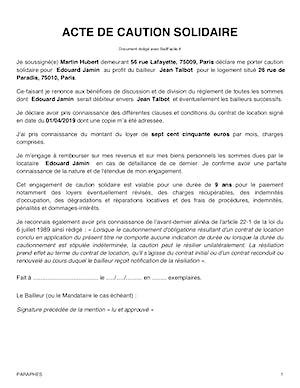 Caution Solidaire pour Location | Modèle Explications?