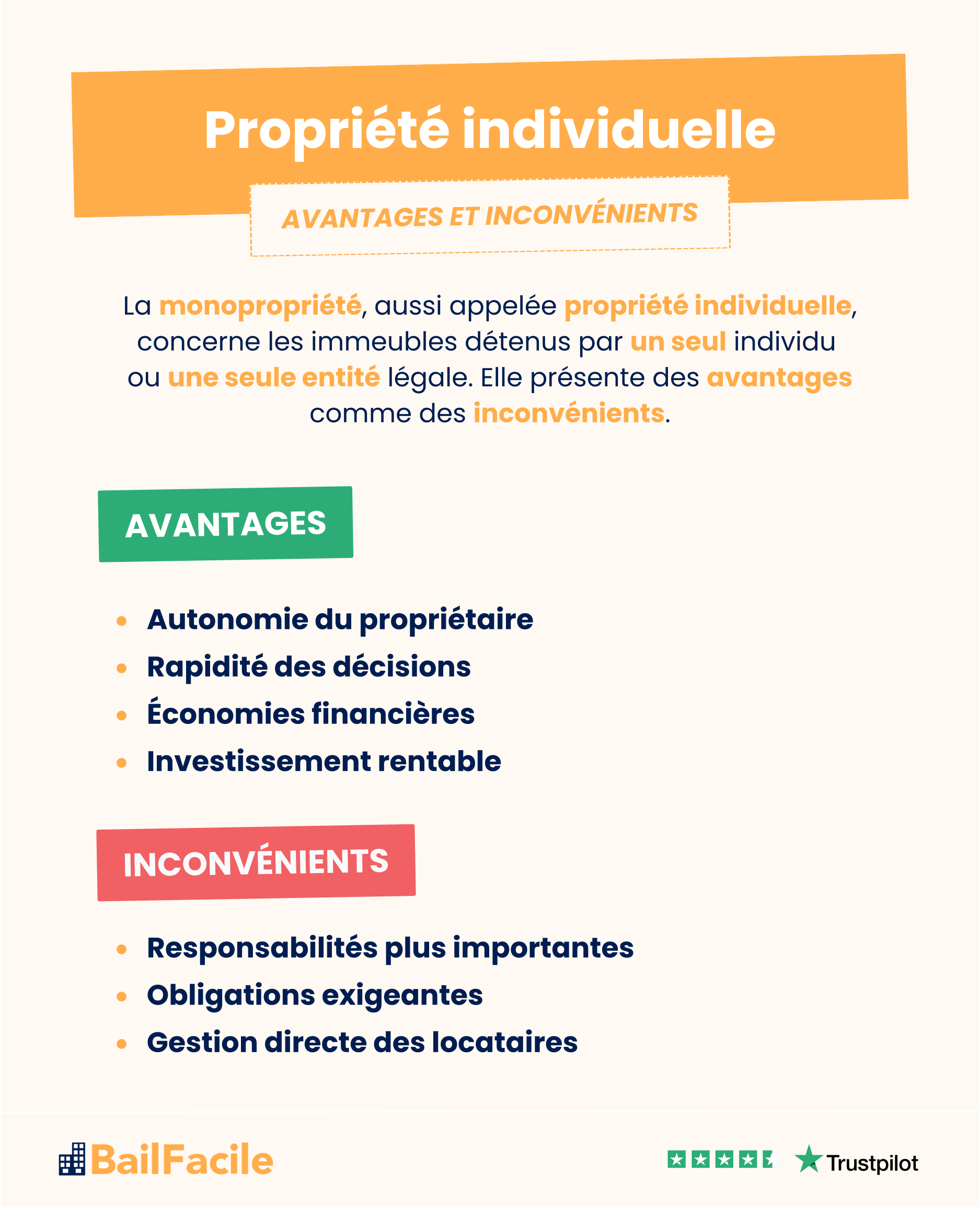 avantages inconvenients monopropriete