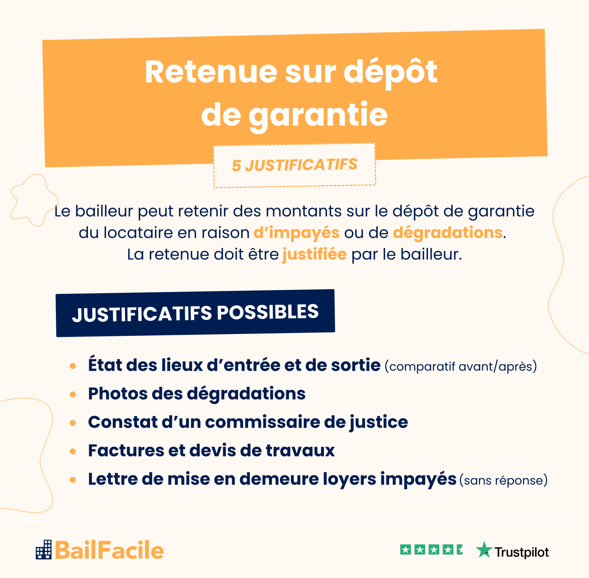 justificatifs retenue depot garantie