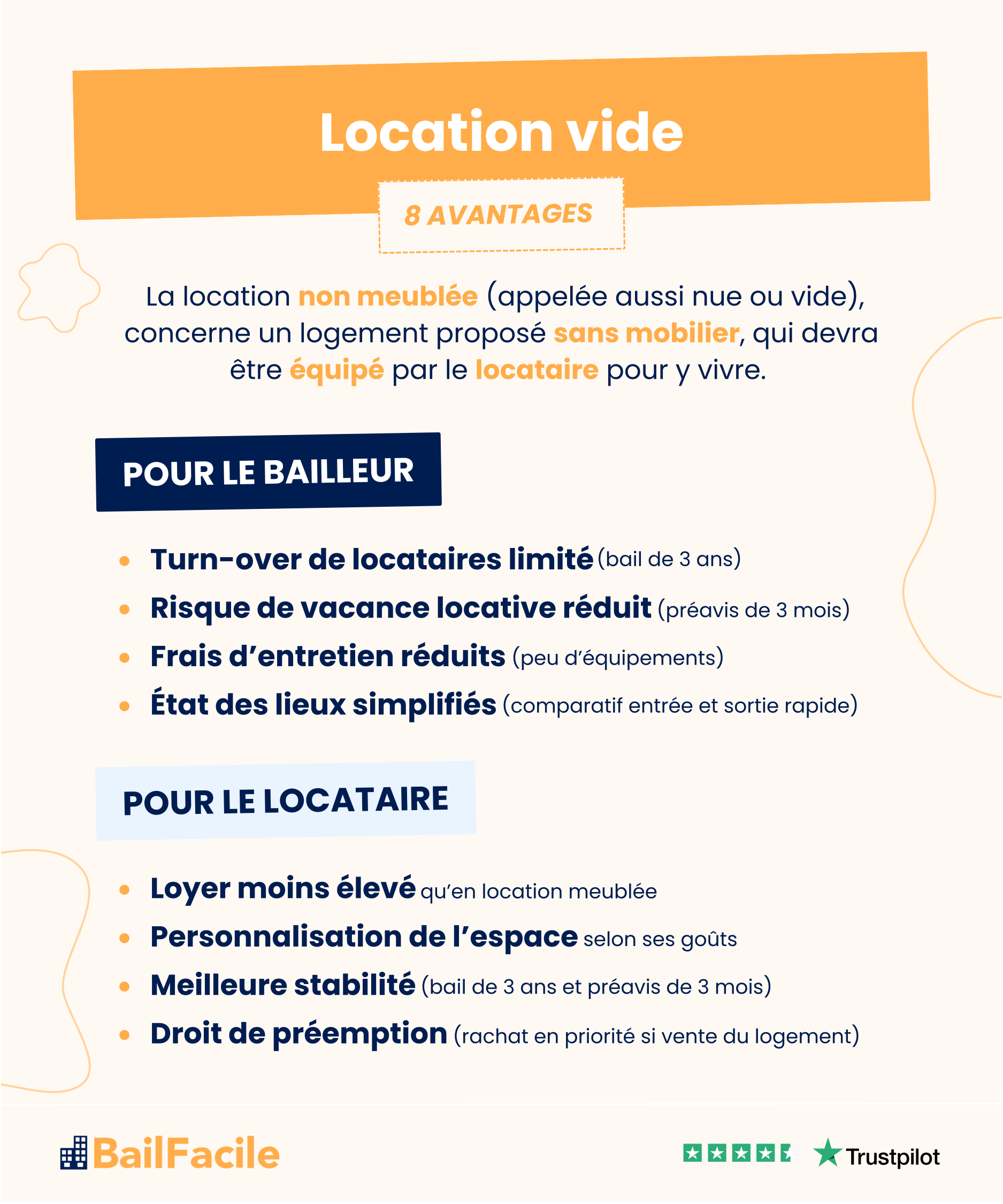 avantages location vide