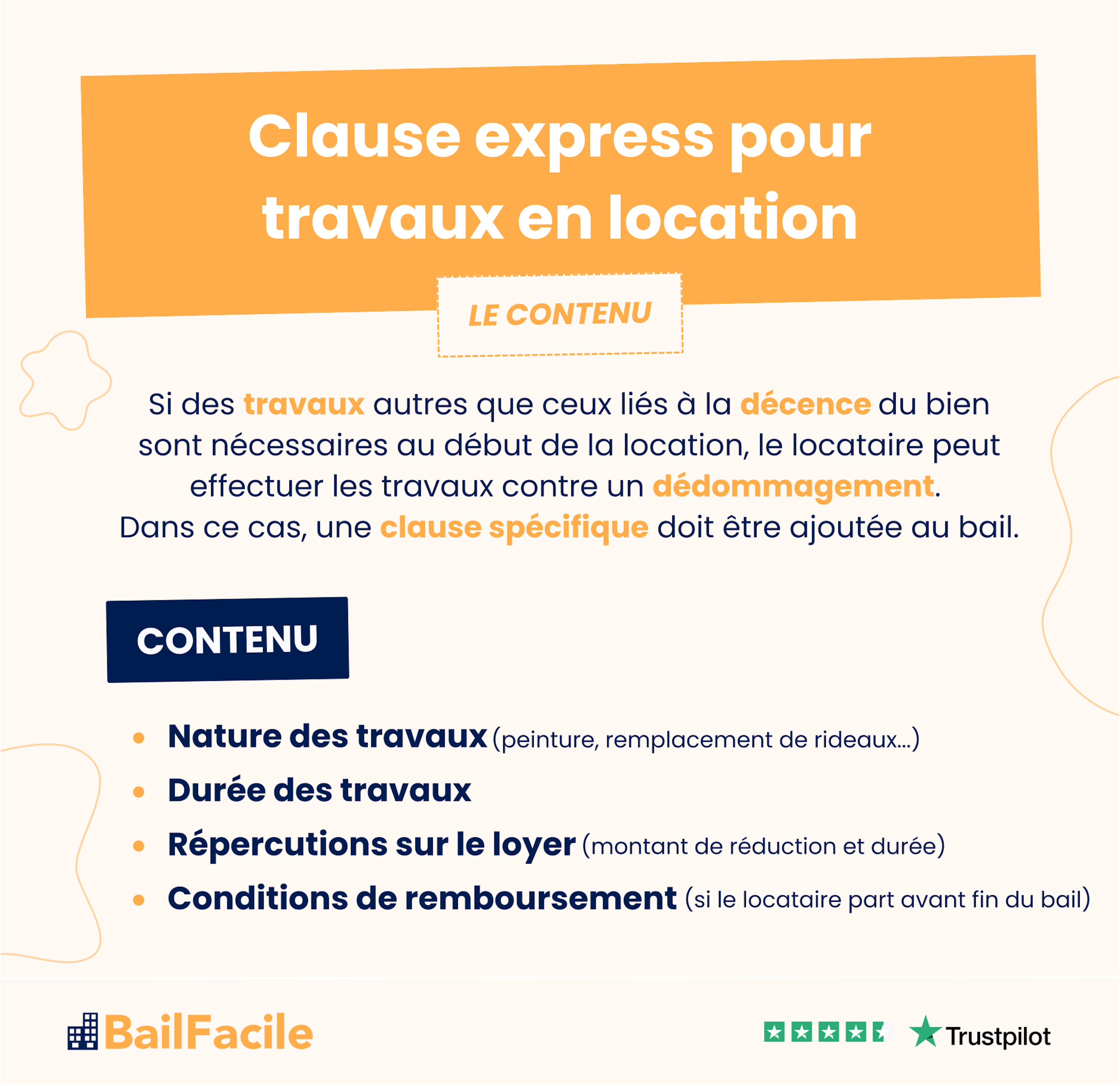 contenu clause express travaux