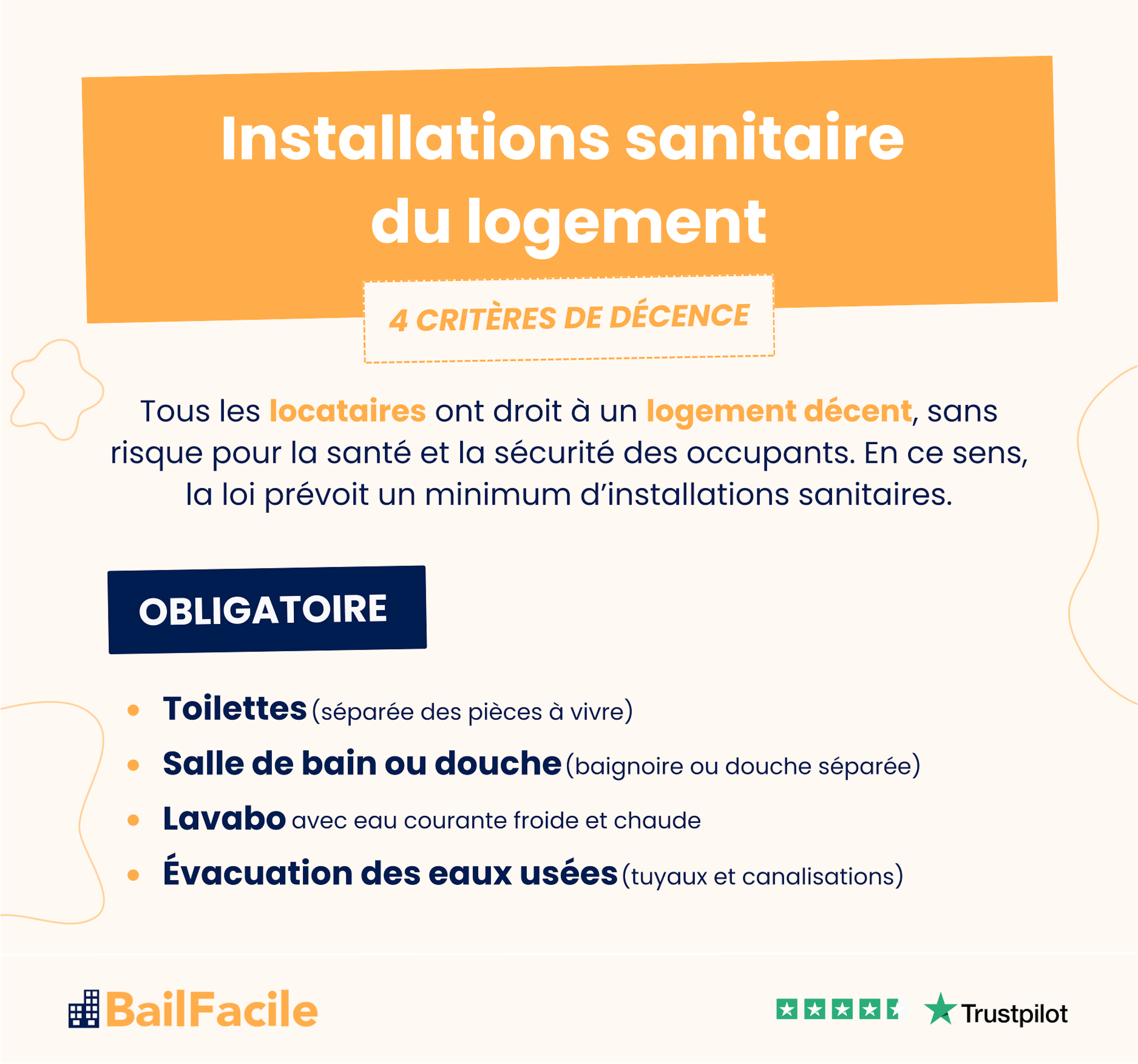 4 criteres de decence installations sanitairs