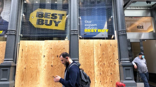 Boarded-up Best Buy store