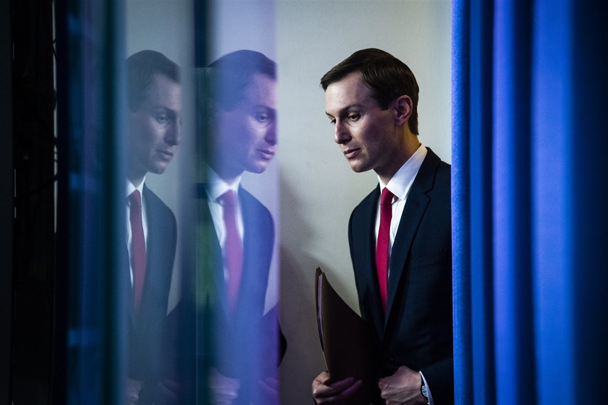 Jared Kushner arrives with President Donald J. Trump to speak with members of the coronavirus task force during a briefing in response to the coronavirus pandemic at the White House on April 2, 2020.