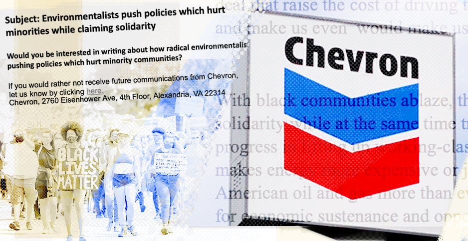 A PR firm that argued green policies are hurting minority communities accidentally revealed Chevron as a client