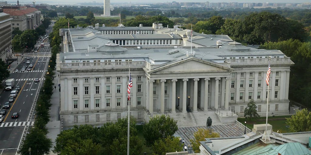The U.S. Treasury building from above.