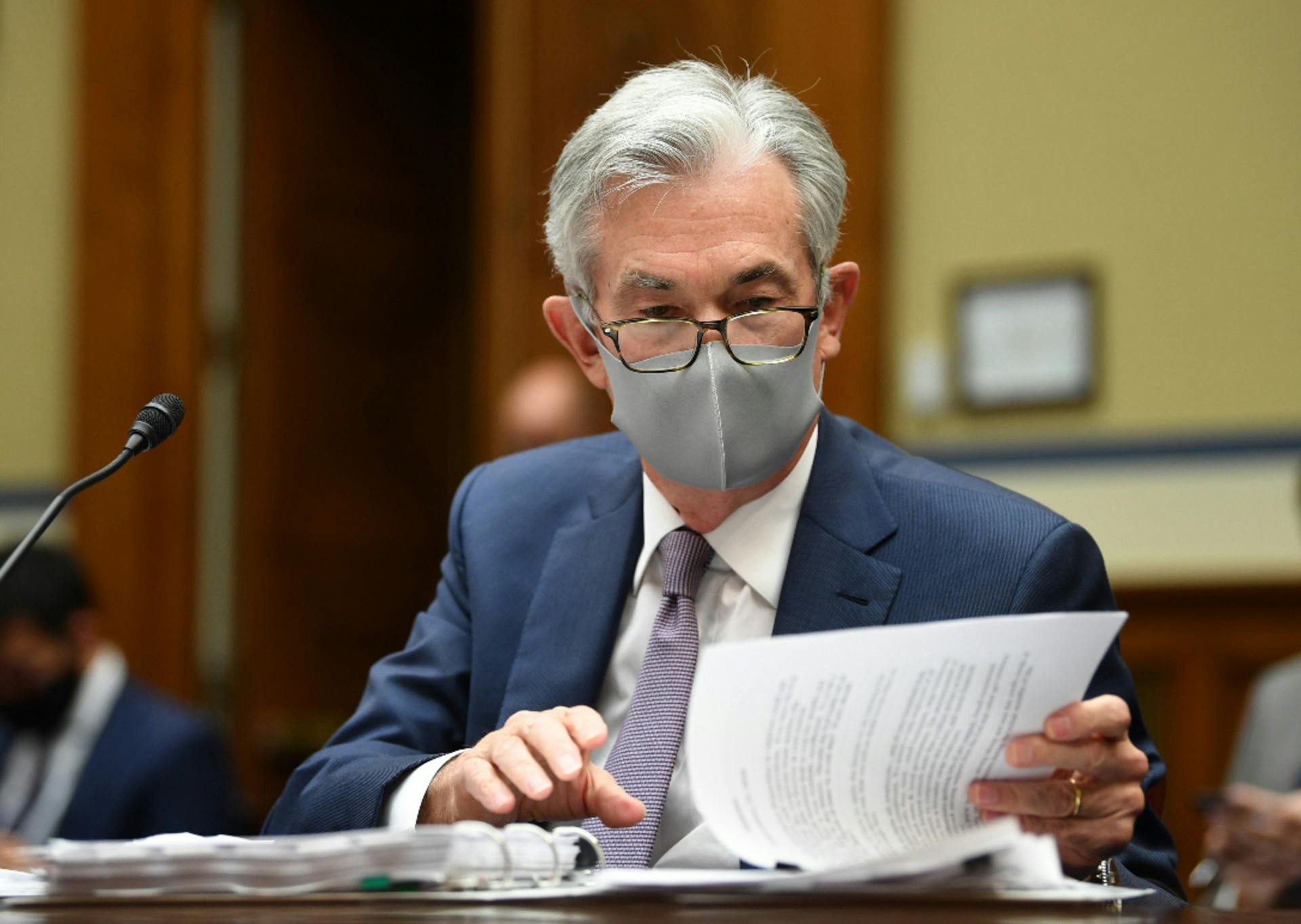 Federal Reserve Chair Jerome Powell prepares to testify before the Select Subcommittee on the Coronavirus Crisis on the Federal Reserves. 