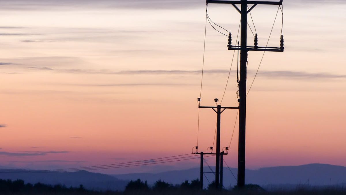 Power lines at sunset