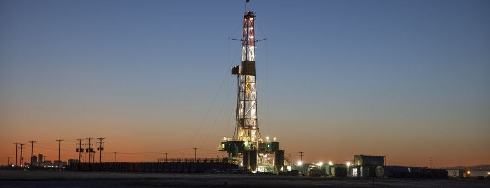 oil rig at night