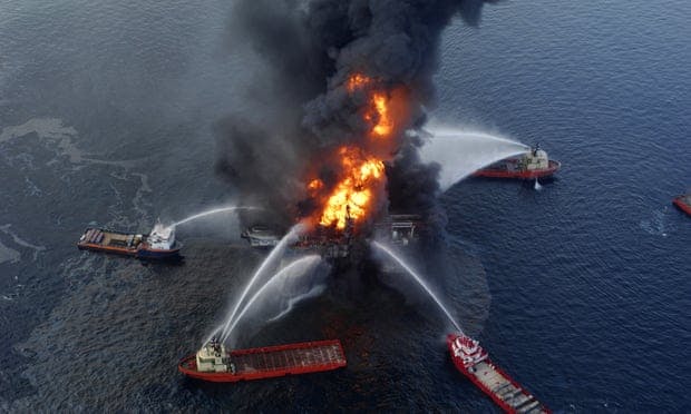 BP made its first full-year loss last year since the Deepwater Horizon disaster, above, in 2010. 
