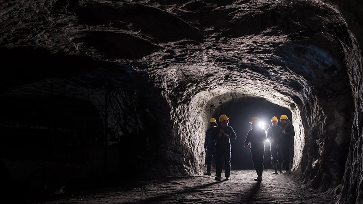Coal workers in a coal mine