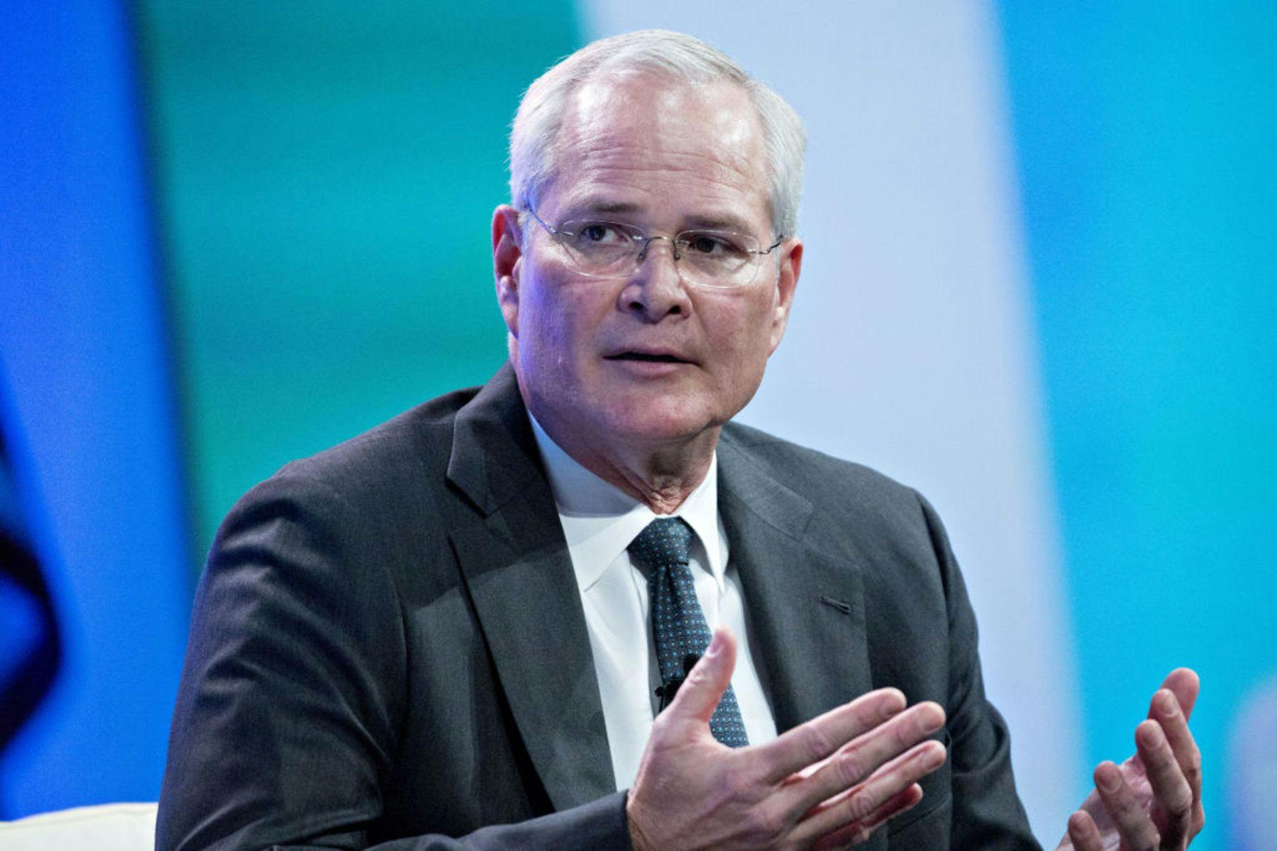 Darren Woods, chairman and chief executive officer of Exxon Mobil Corp., seeming to wonder where his barrels went. 