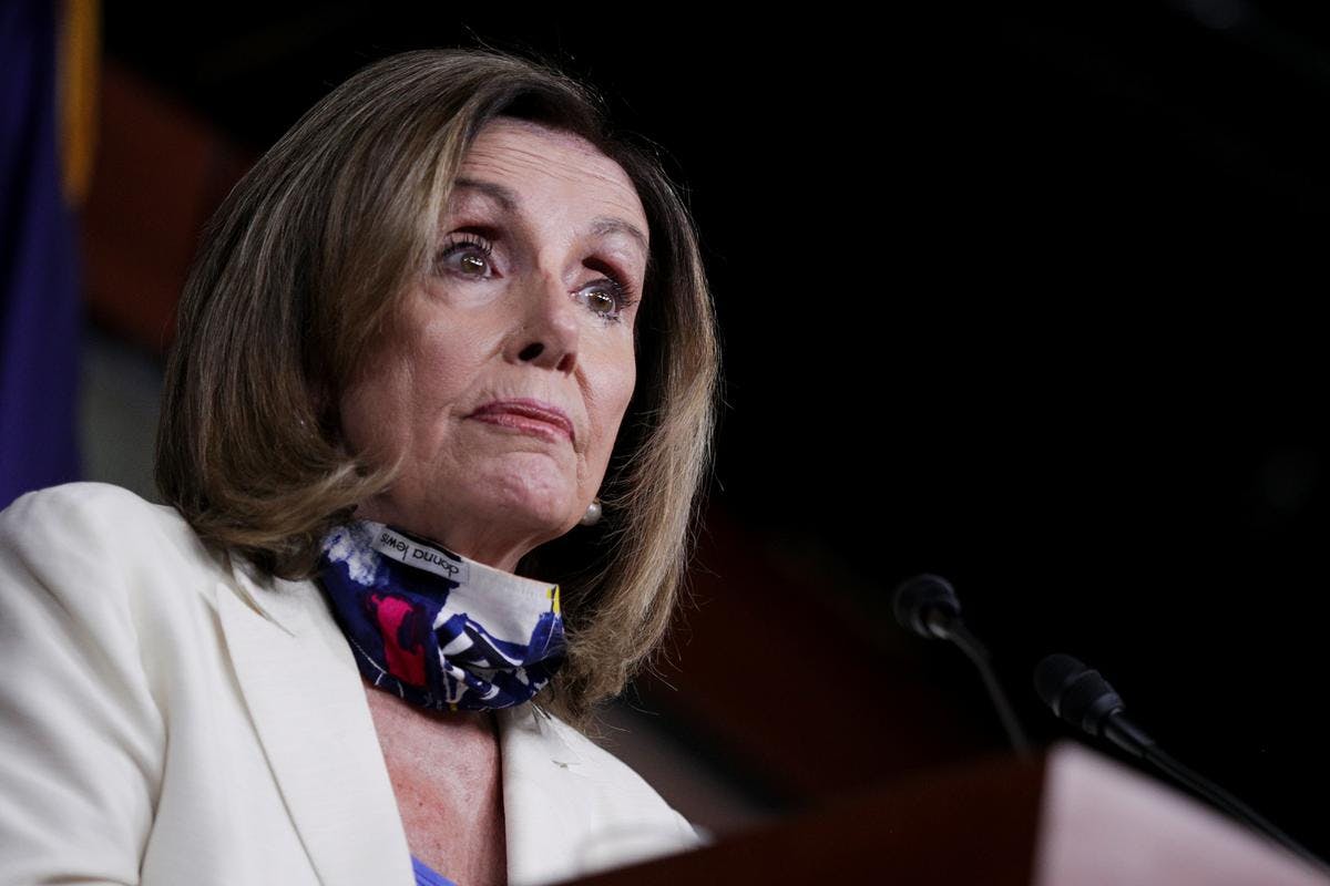 U.S. House Speaker Nancy Pelosi (D-CA) speaks to reporters during her weekly news conference on Capitol Hill in Washington, U.S., July 16, 2020. 