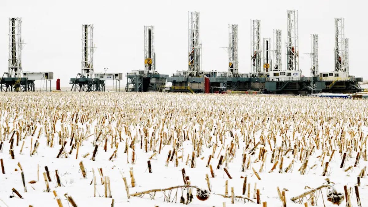 oil rig field winter