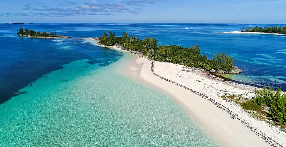 An aerial view of Munjack Cay in the Bahamas' Abaco Islands. 