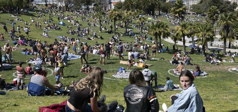 picnickers at Mission Dolores Park San Francisco