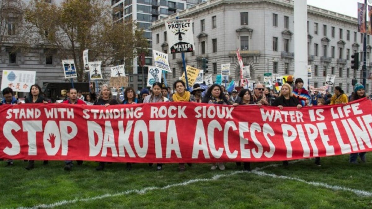 Protestors Standing Rock Dakota Access Pipeline water is life