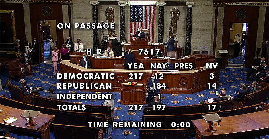 The House approved its second fiscal 2021 spending package today. 