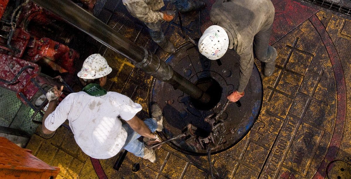 Workers on an oil rig