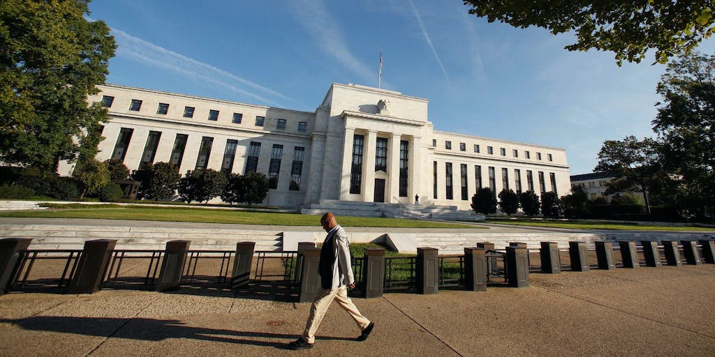 Federal Reserve building pedestrian