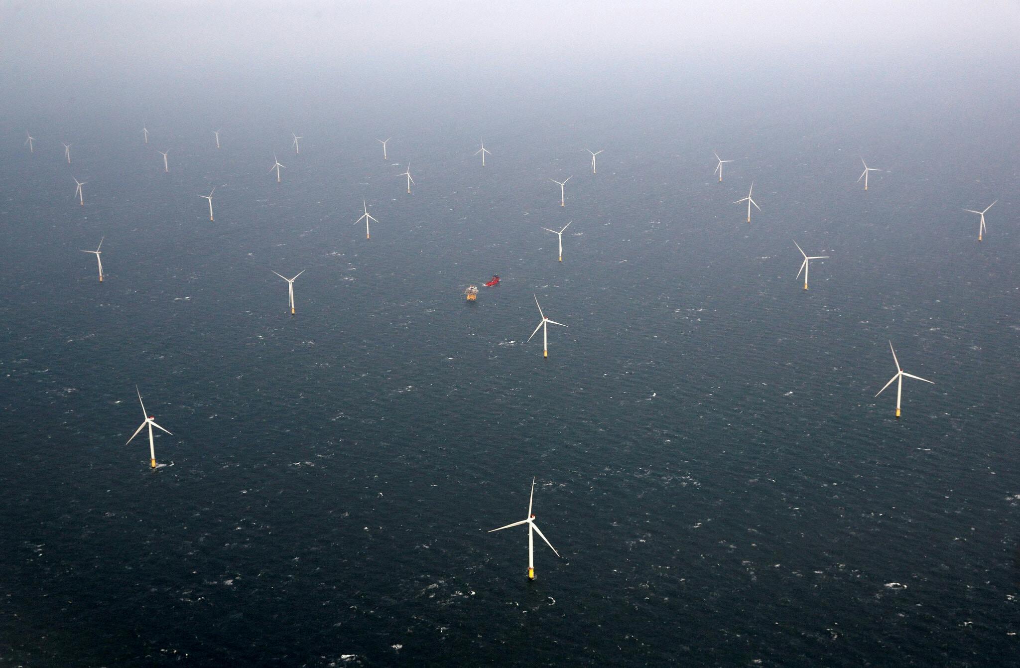 A wind farm off the English coast operated by Equinor of Norway. Equinor is among European companies increasing investments in low-emission businesses while shrinking oil and gas production.