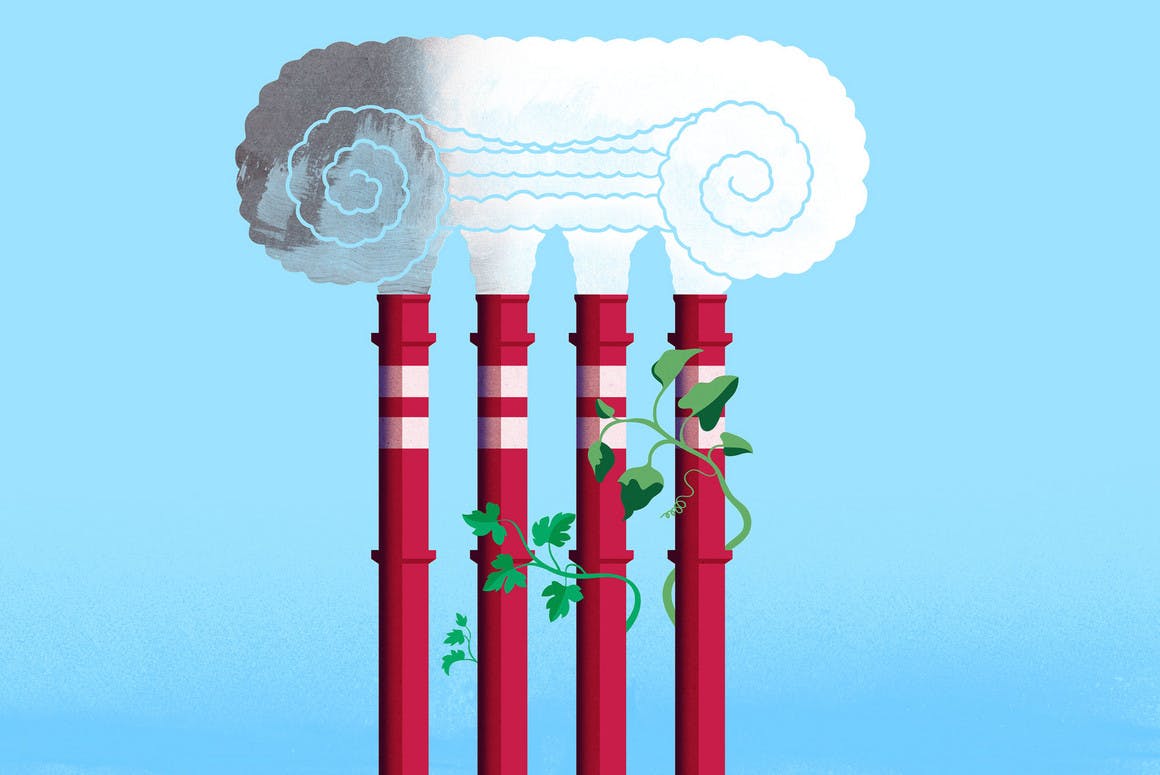 Cartoon of smokestacks