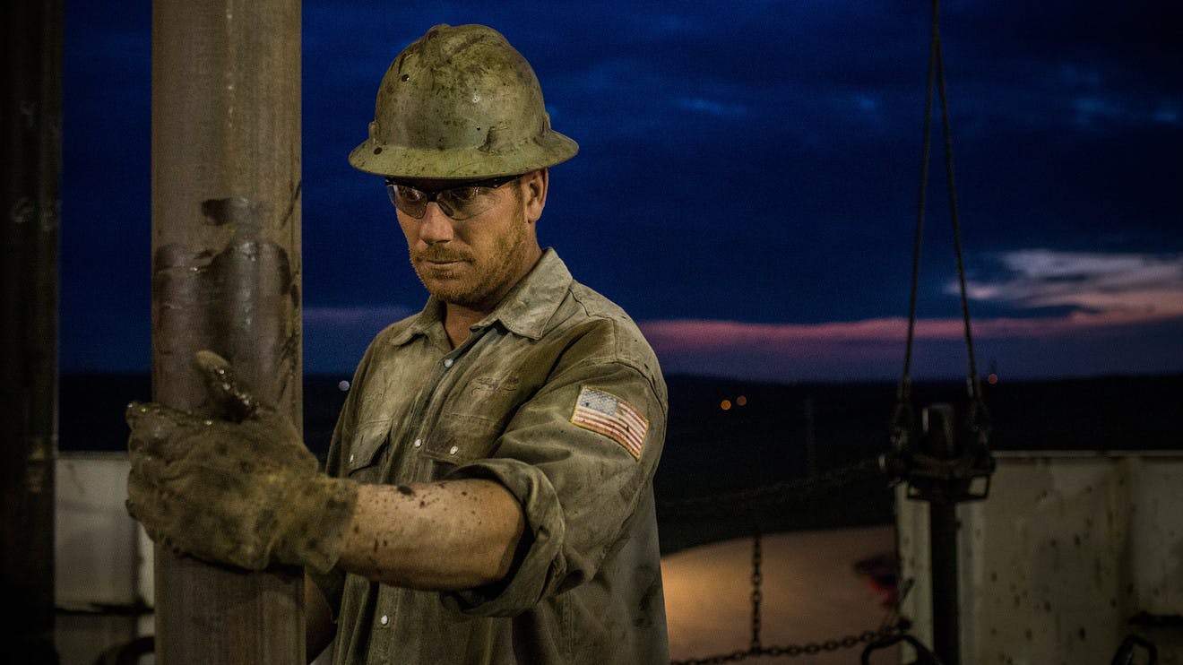 Oil worker in hard hat