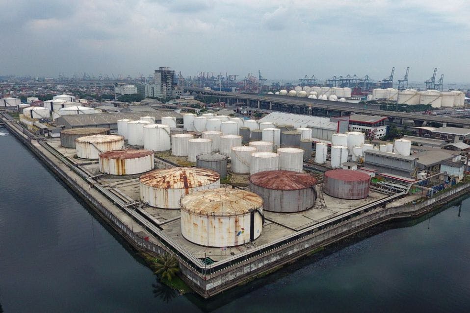 Petrochemical facility by the water