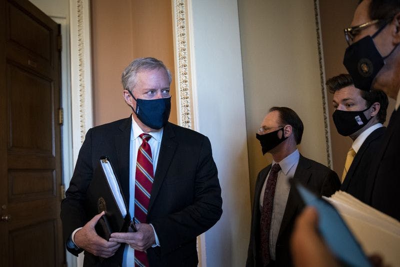 Mark Meadows, White House chief of staff, left, at the U.S. Capitol