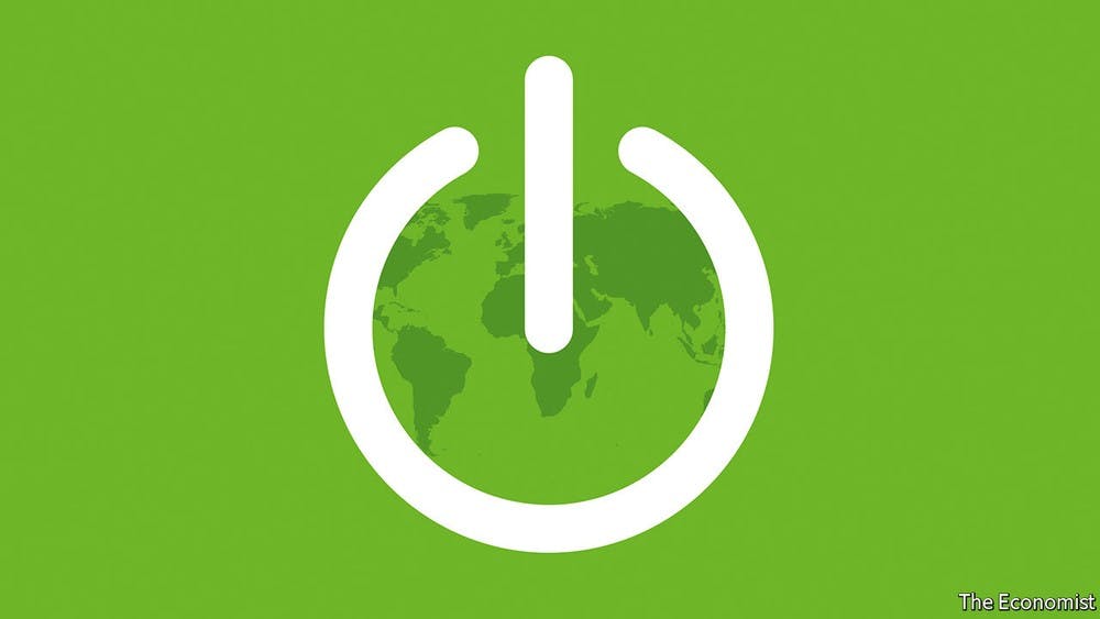 power button green world map