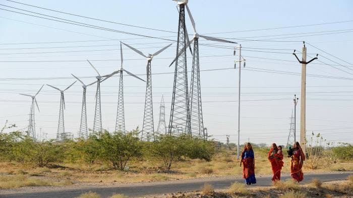 Wind farm in India with women