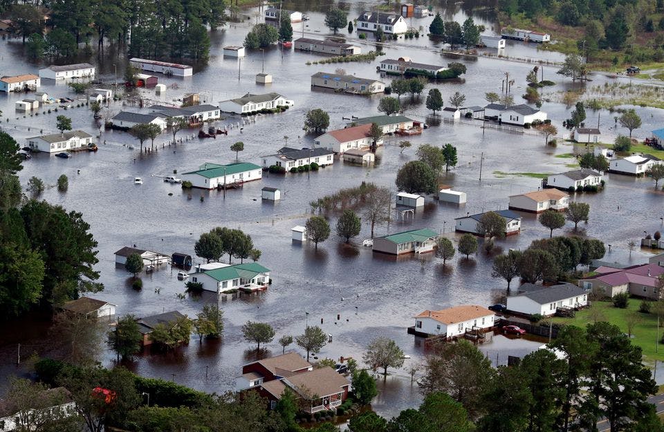 Houses flooded after a hurricane