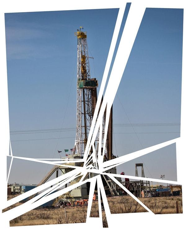 A rig on the Permian Basin, near Pecos, Texas.