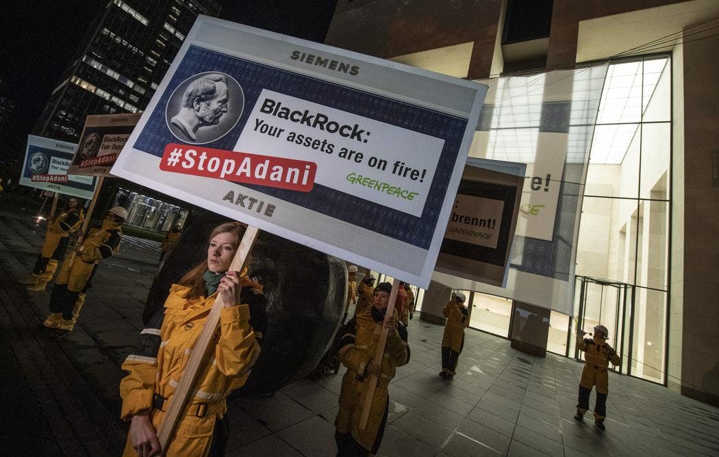 A Greenpeace protest against BlackRock in Germany