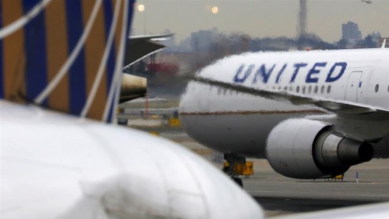 A United Airlines jet at Newark Liberty International Airport in New Jersey, where the travel slump has been pronounced with near-term net bookings just about 16 percent off year-ago levels as of July 1