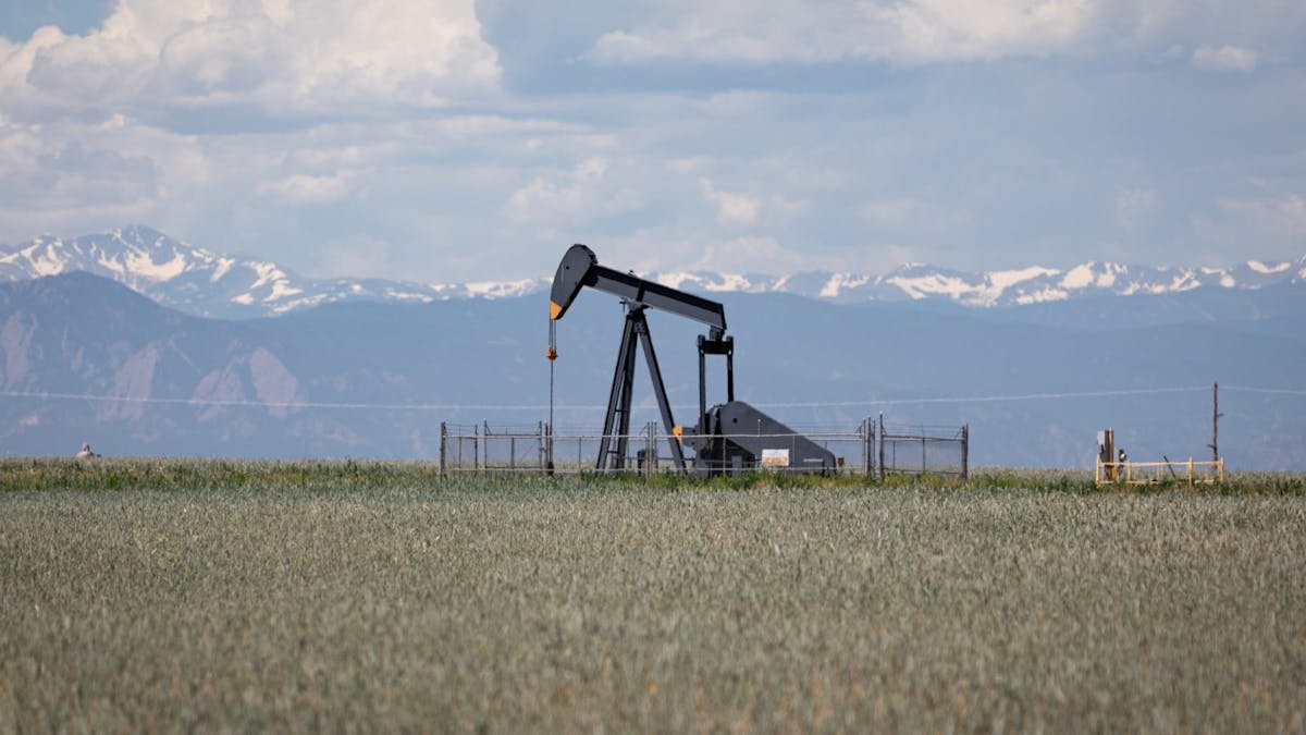 oil well pumpjack Rocky Mountains Colorado