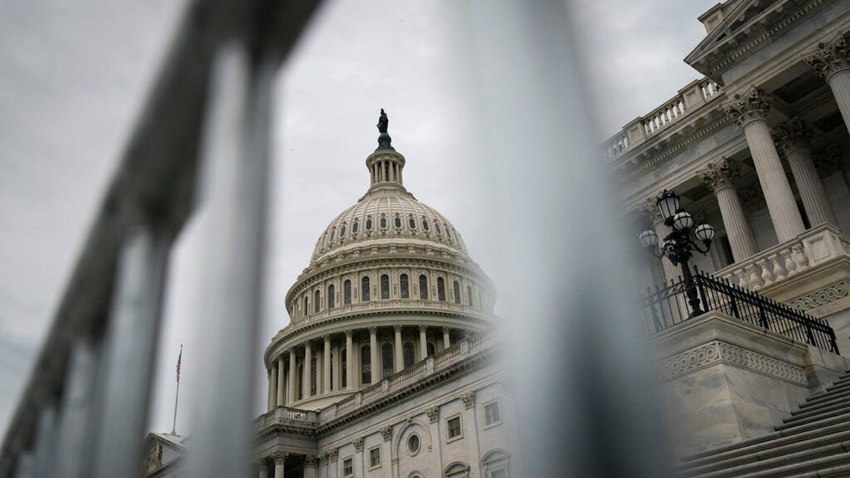 U.S. Capitol Building behind security bars