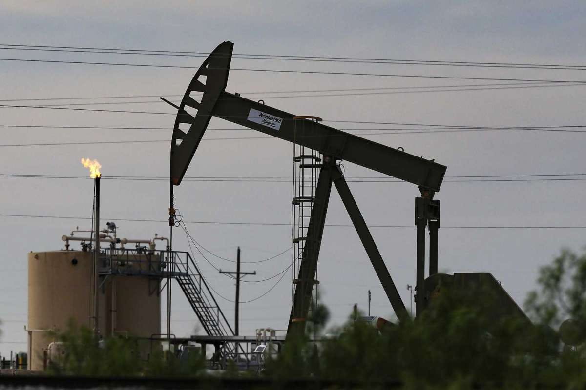 An oil pumpjack outside of Pecos, Texas on Monday, April 27, 2020.