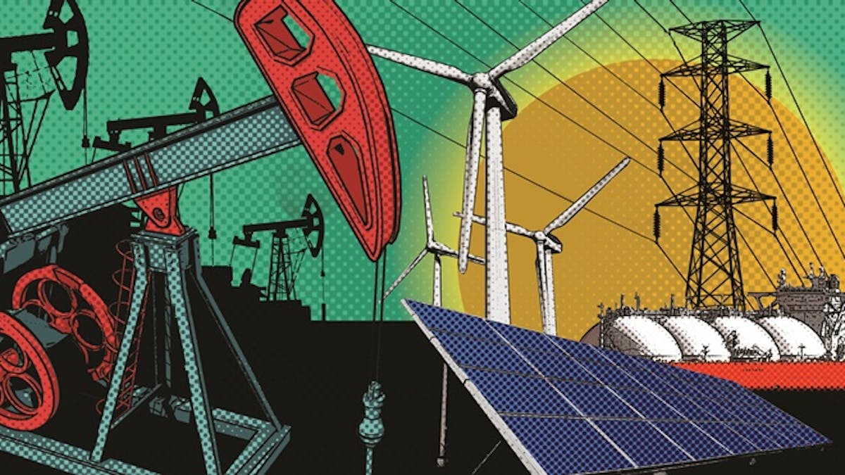 Cartoon of different energy sources