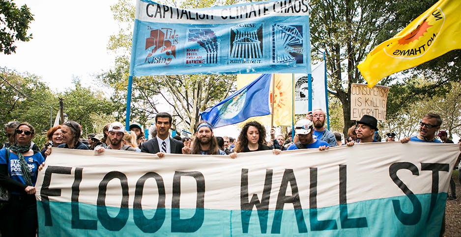 Climate activists march on Wall Street in 2014